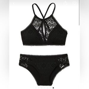 Adore Me Black Crochet Halter Bikini